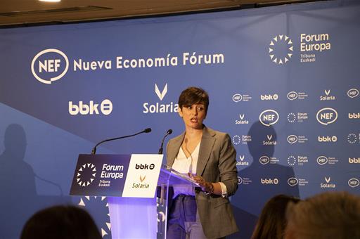 La ministra de Vivienda y Agenda Urbana, Isabel Rodríguez, durante su intervención en el acto informativo 